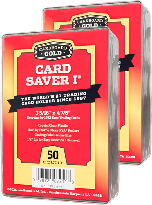 Cardboard Gold Card Saver 1 front view for baseball card protection.