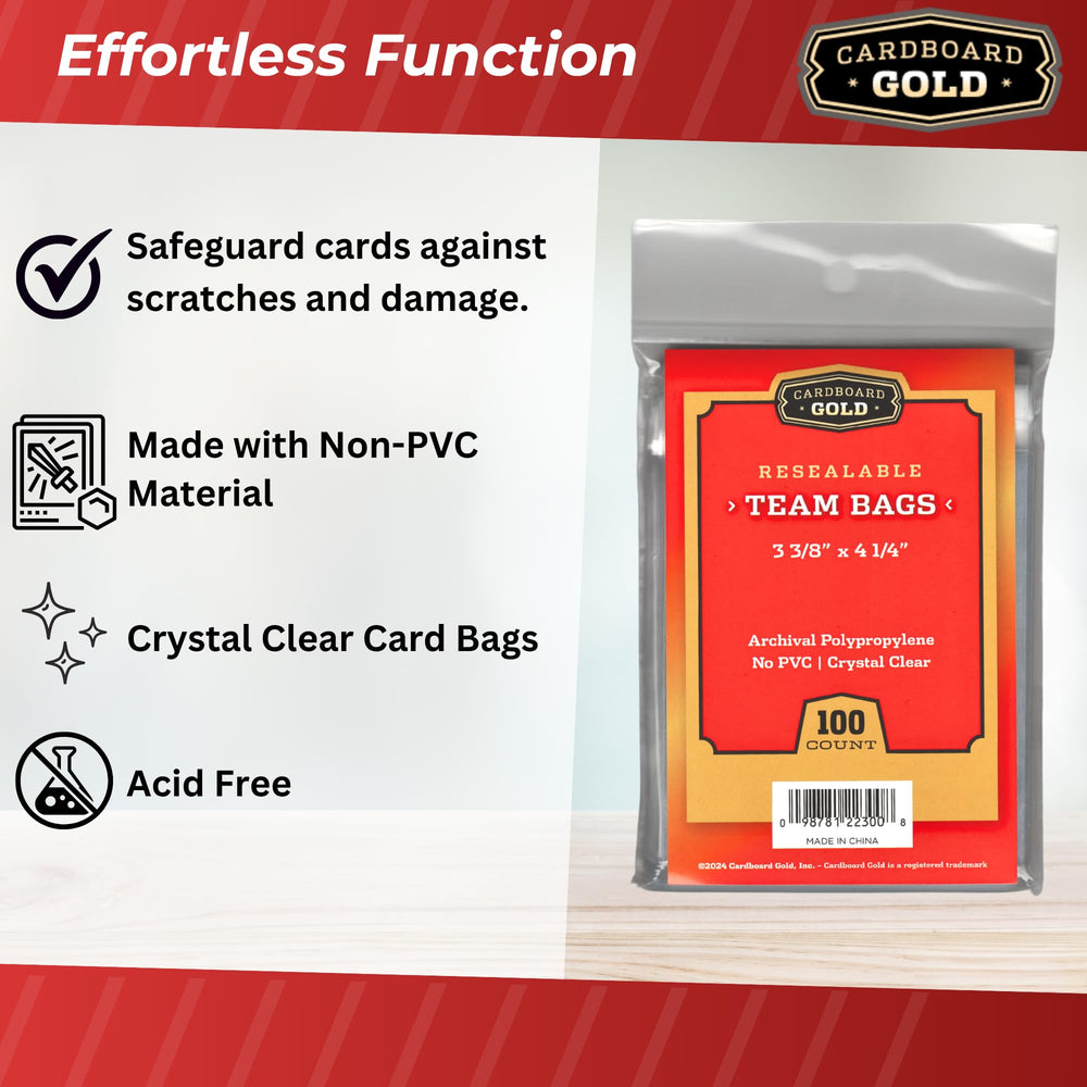 Cardboard Gold crystal clear 2 mil polypropylene for pristine card visibility