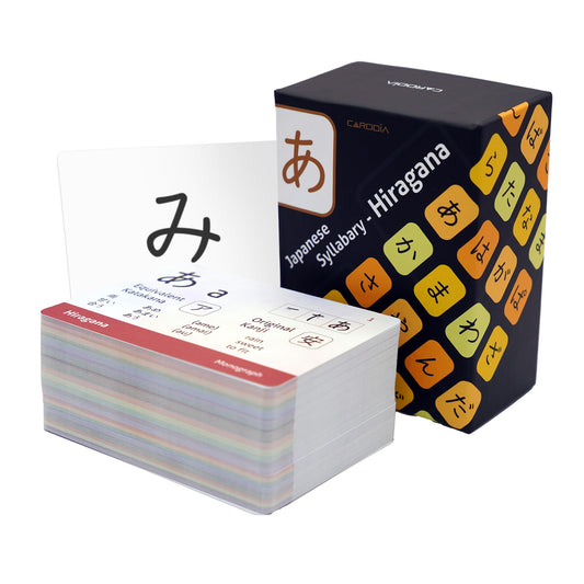 CARDDIA Hiragana flashcards cover page for quick beginner study sessions.