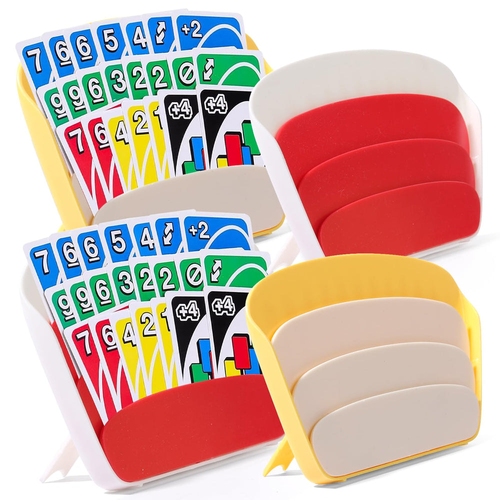 Cardholder four-pack foldable stand offers portable game-night setup