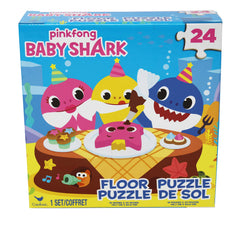 Cardinal Baby Shark 24pc puzzle laid on the floor for screen-free play.