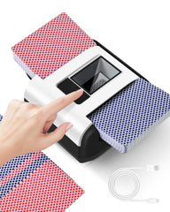 CARDSPIN automatic shuffler for two decks in action, enabling faster rounds.