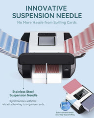 CARDSPIN battery-powered shuffler offers portable table-side convenience.