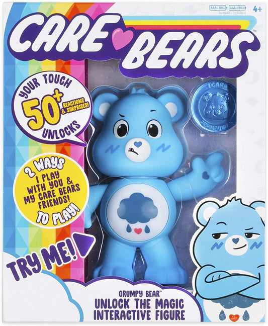 Care Bears Grumpy Bear interactive figure in one-on-one play mode for engaging, interactive fun.