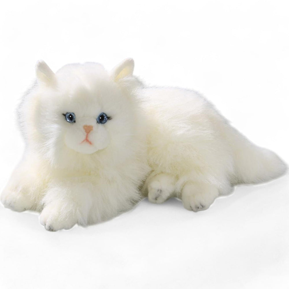 Carl Dick Persian White Cat plush back view, charming decorative piece for shelves.