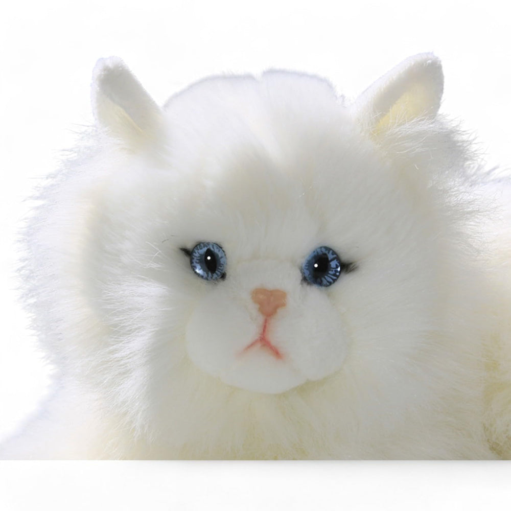 Carl Dick Persian White Cat plush face detail, blue safety eyes add character.