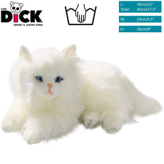 Carl Dick Persian White Cat plush side view, compact 12-inch companion for play.