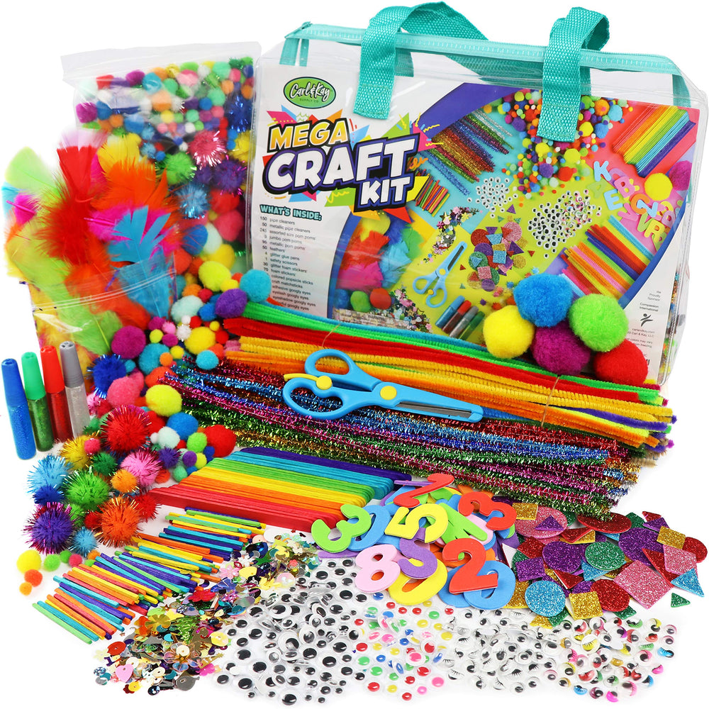 Carl & Kay Mega Arts & Crafts Kit contents shown for home and classroom projects