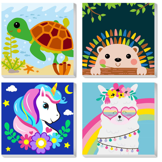 CarlonLin framed paint by numbers for kids with animal scenes, 8x8 inches, ideal for focused art time.