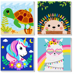 CarlonLin framed paint by numbers for kids with animal scenes, 8x8 inches, ideal for focused art time.