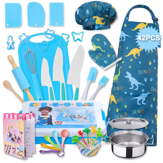 Carolart 42-piece kids cooking set for imaginative play and learning basic kitchen skills