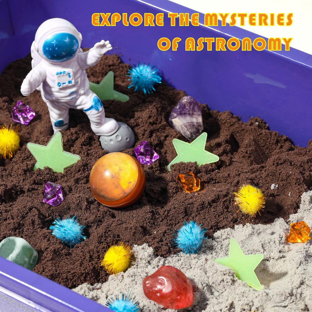 Carolart Spacemen and rocket pieces foster storytelling and fine motor skills.