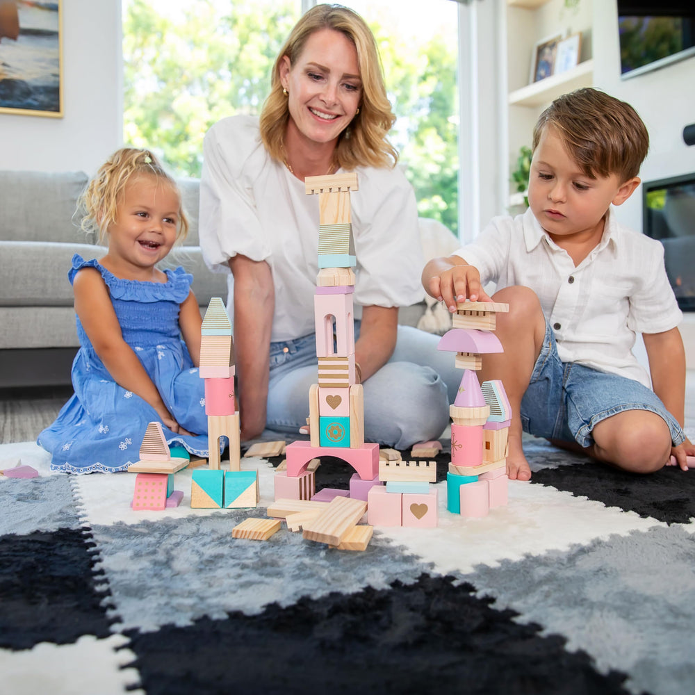 CARPETBOX puzzle tiles measure twelve-and-a-half inches for quick room reconfiguration.