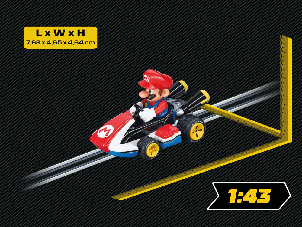 Carrera Go Mario slot car license detail highlighting official Nintendo licensing.