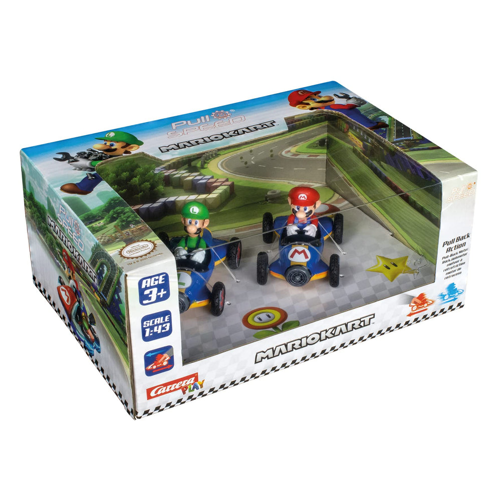 Carrera Mario Kart pullback action on all surfaces inspires quick, portable fun.