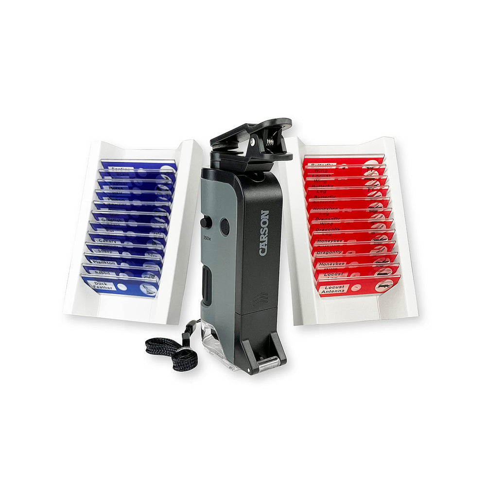 Carson MicroFlip flip-down slide base enables quick slide loading