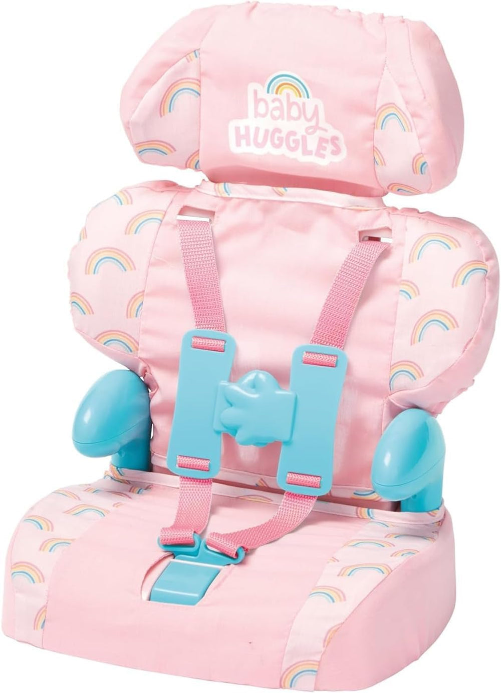 Casdon Baby Huggles pink booster seat for dolls with adjustable headrest for comfortable pretend travel