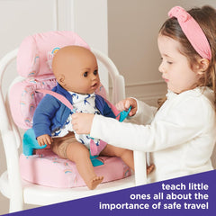 Casdon Baby Huggles seat works at home or in the car for on-the-go pretend travel