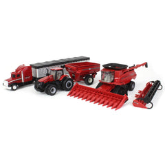 Case IH 8250 combine with 12-row corn head for display and collection.