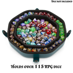 CASEMATIX lid as portable dice tray demonstrates versatile, space-saving setup for larger parties.
