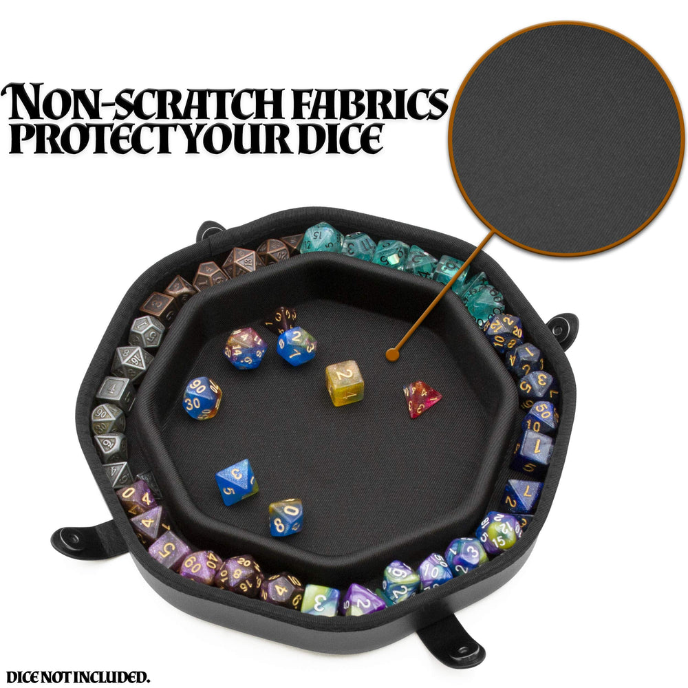 CASEMATIX dice tray staging-area shows space for six dice sets