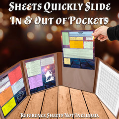 CASEMATIX DM Screen four player-facing pockets display artwork and quick references.