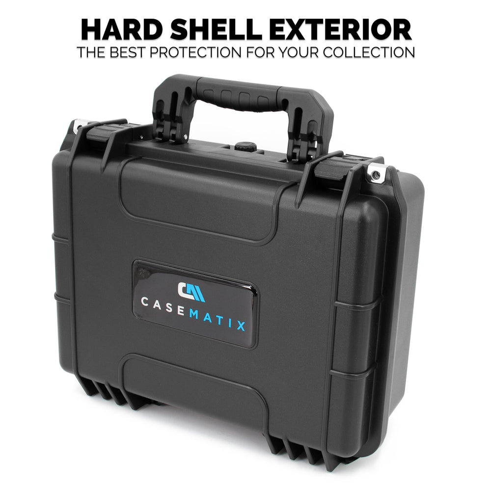 Casematix inside foam compartments organize slabs for travel