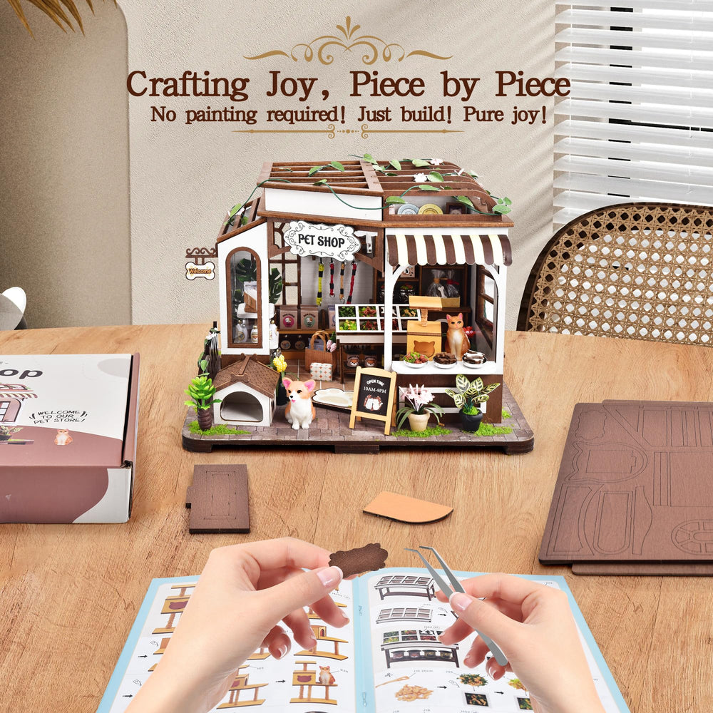 CASRRA DIY miniature pet shop in-progress scene for crafting.