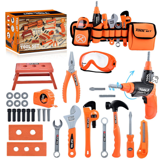 CASRRA Kids Tool Set belt and tools for kids, promotes independent play with real-tool vibe.