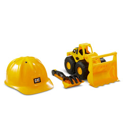 CAT construction wheel loader 10-inch toy in action for outdoor pretend work.