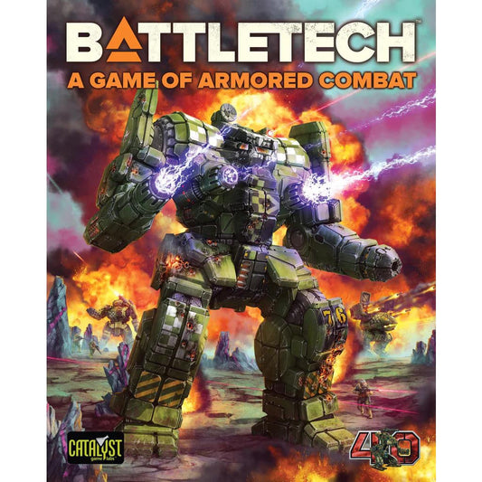 Catalyst Game Labs BattleTech 40th Edition starter box front, ready-to-paint miniatures for exciting sci-fi battles.