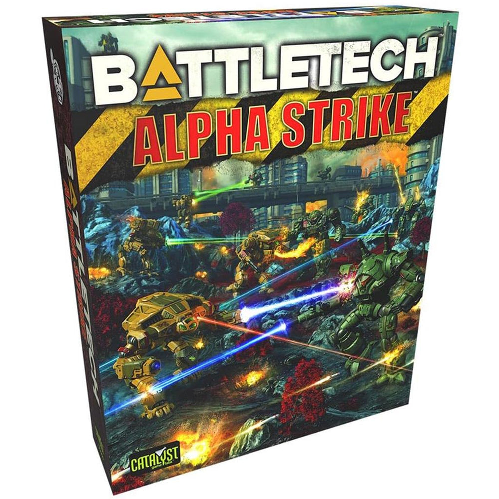 Catalyst Game Labs BattleTech Alpha Strike box set with 12 assembled mechs ready for play