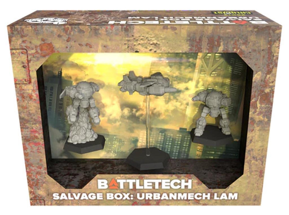 Catalyst Game Labs UrbanMech LAM Salvage Box ready for three-mode tabletop play