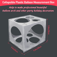 Catcan balloon size measure box with detailed holes for consistent balloons.
