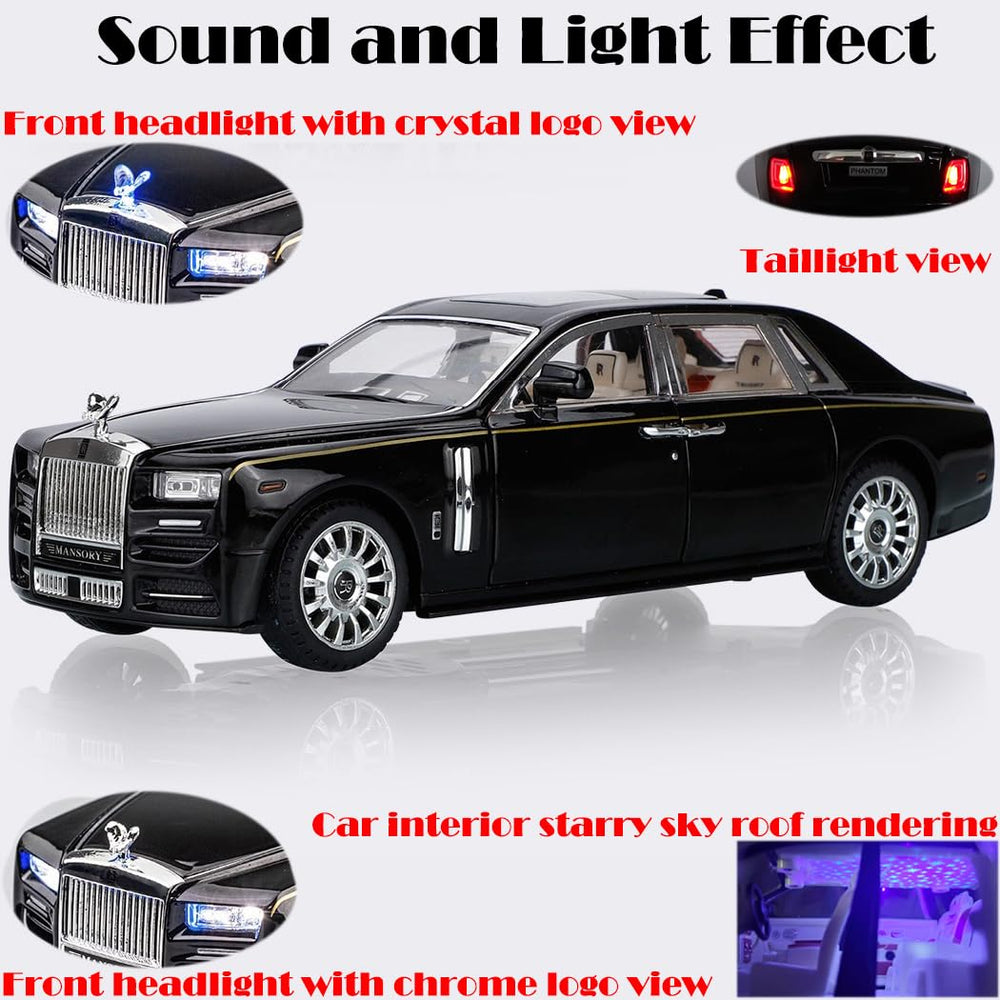 Catovie Rolls-Royce Phantom 1/24 LED headlights and taillights illuminate beautifully.