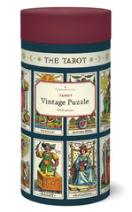 Cavallini & Co. Tarot 1,000-piece puzzle in a protective tube for easy storage.