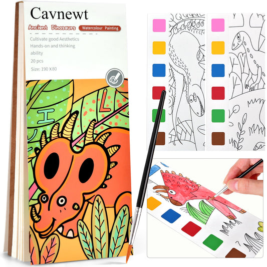 Cavnewt watercolor book pages showing vibrant illustrations for kids' creative play