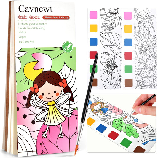 Cavnewt watercolor coloring book for kids with a travel-friendly palette.