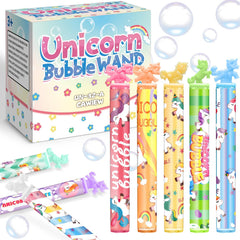 Cawiew 32-pack unicorn bubble wands with stickers for goody bags.