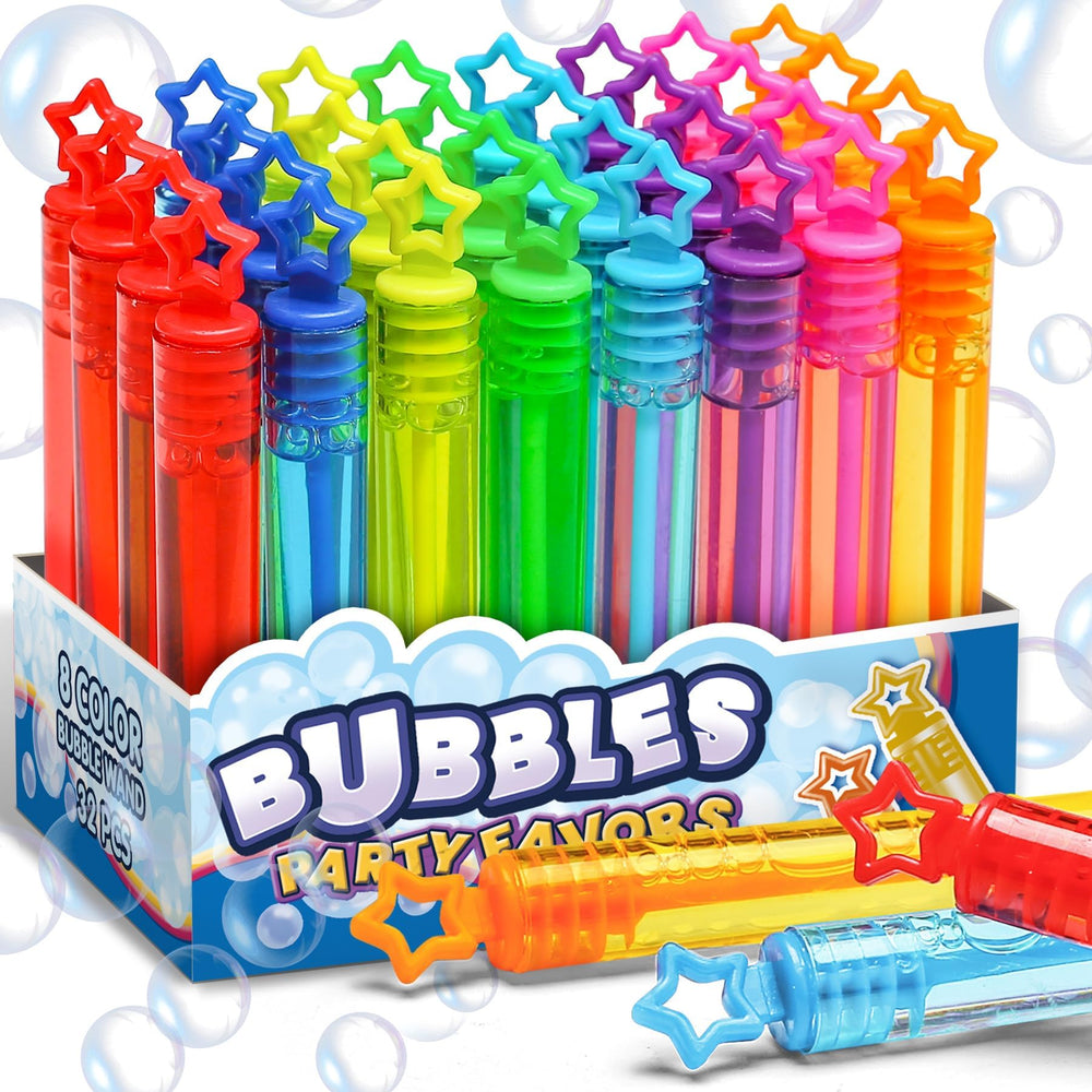 Cawiew neon star bubble wands in a colorful gift box, great for party favors.