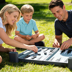 Open felt playfield highlights smooth gameplay and quiet pieces for family nights.