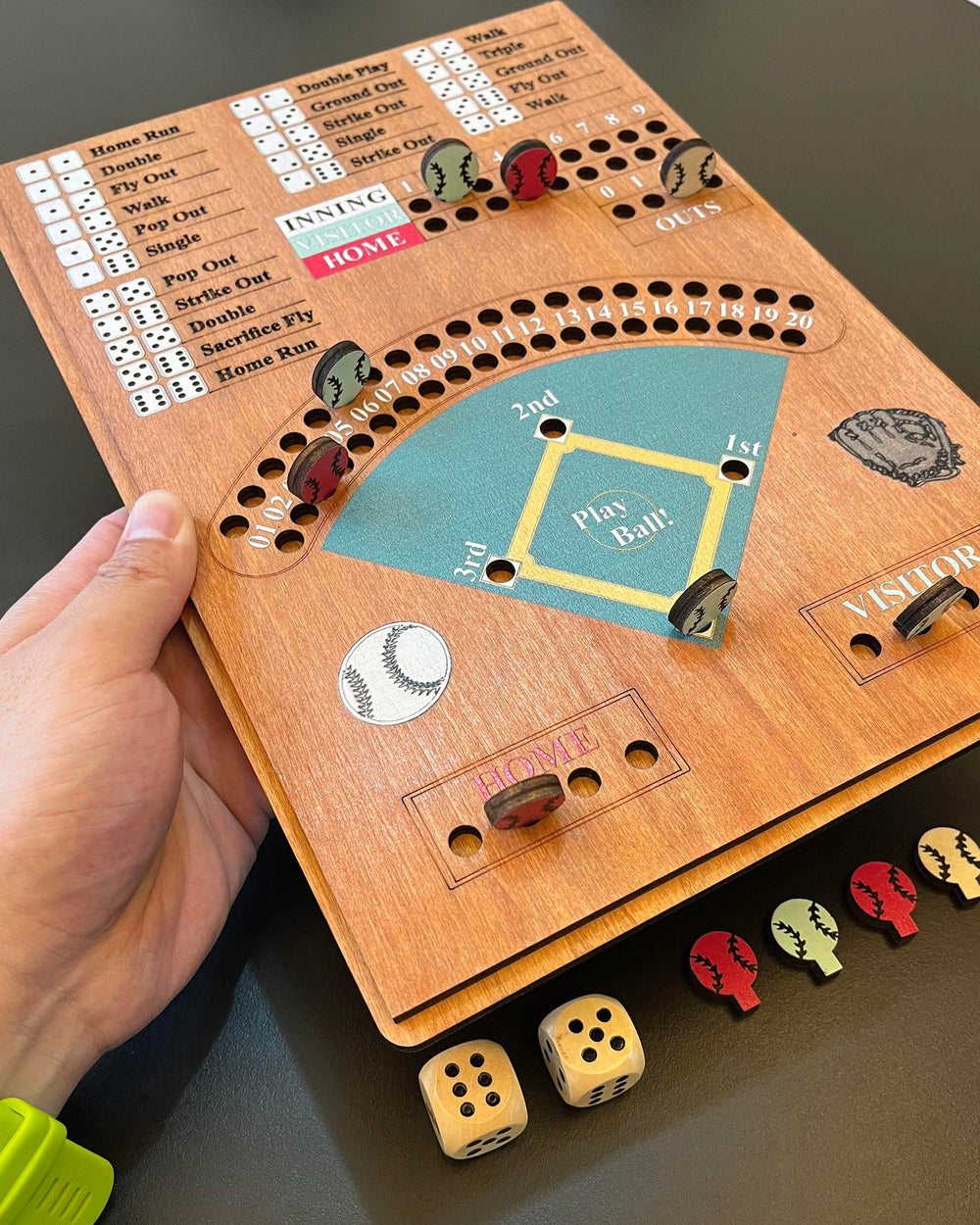 CBLKUS wooden field board shows engraved markings for durable play