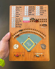 CBLKUS wooden baseball pieces in red, green, and offwhite for family play