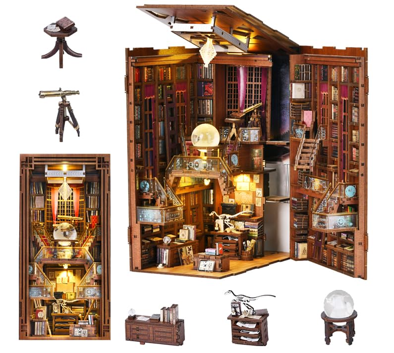 CCCDF Book Nook Kit: assembly stage with wooden pieces to build patience.