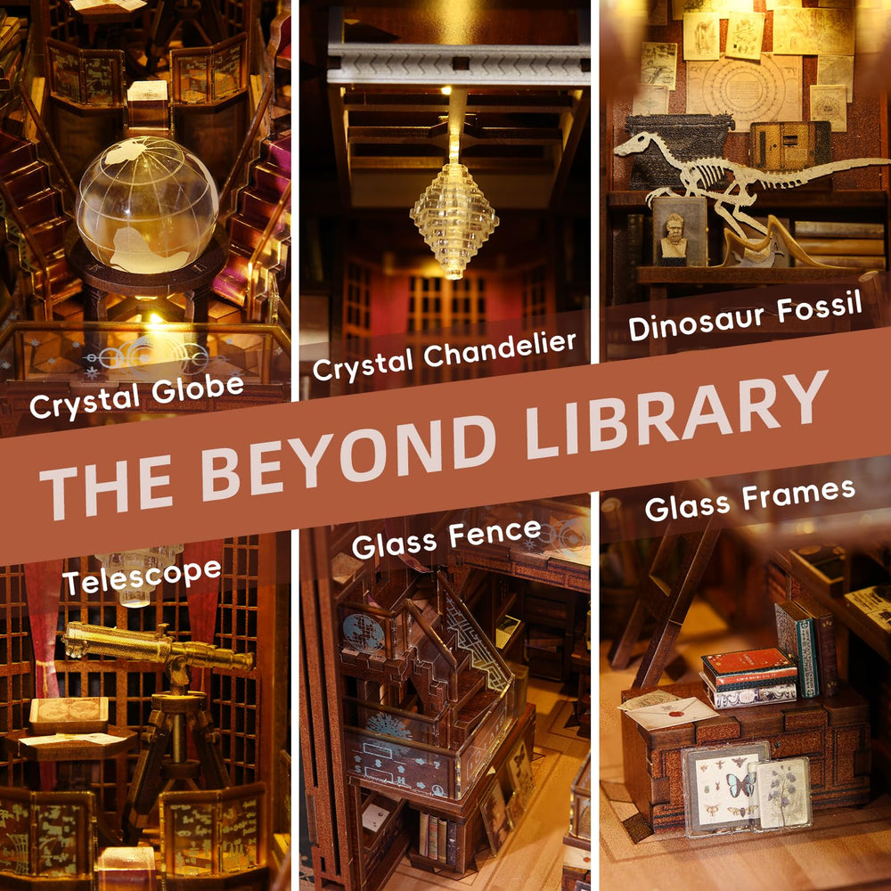 CCCDF Book Nook Kit: dust cover display preserves the tiny library scene.