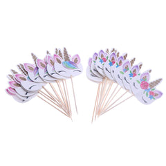 CCINEE Rainbow Unicorn cupcake topper, double-sided design for vibrant party decor