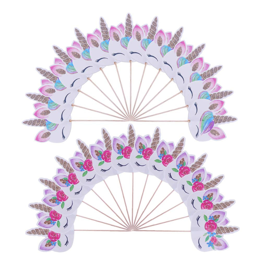 CCINEE Two unicorn styles cupcake toppers for a cute birthday display