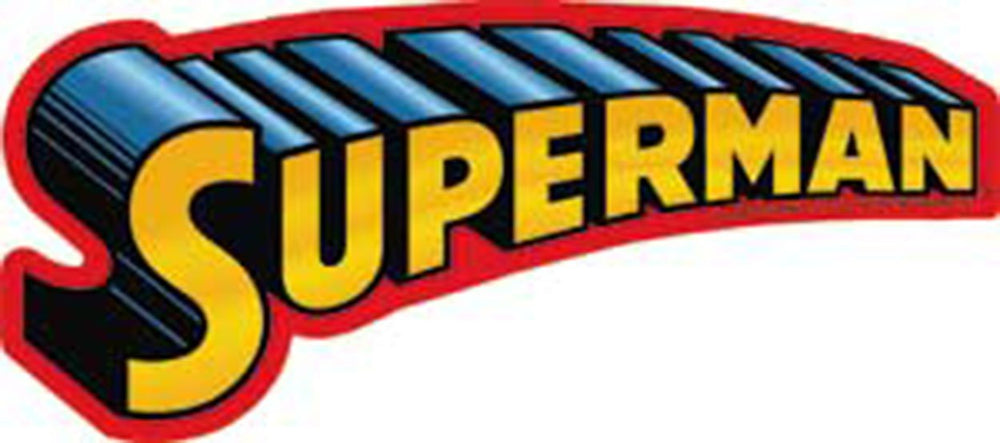 C&D Visionary Superman text logo sticker ideal for decorating walls, desks, or notebooks