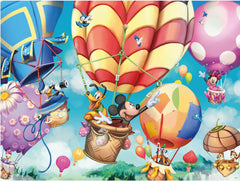 Ceaco Mickey's Air Balloon artwork detail highlights bright colors and whimsical Disney charm.
