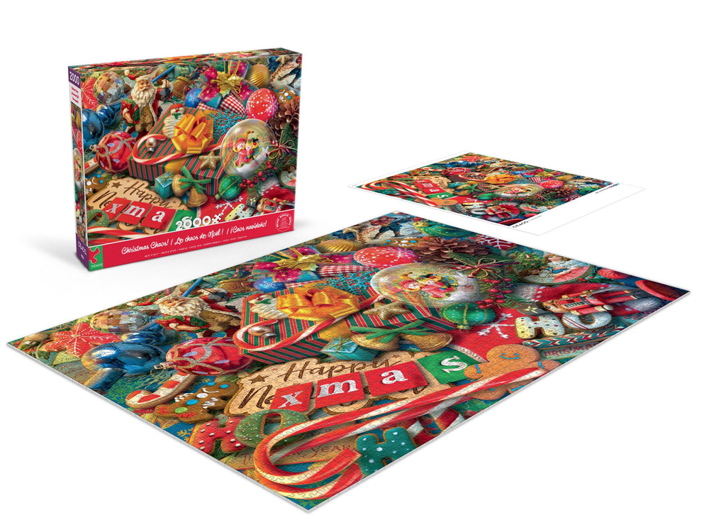 Ceaco Eduard Christmas Chaos ornaments and candies detail for holiday vibe